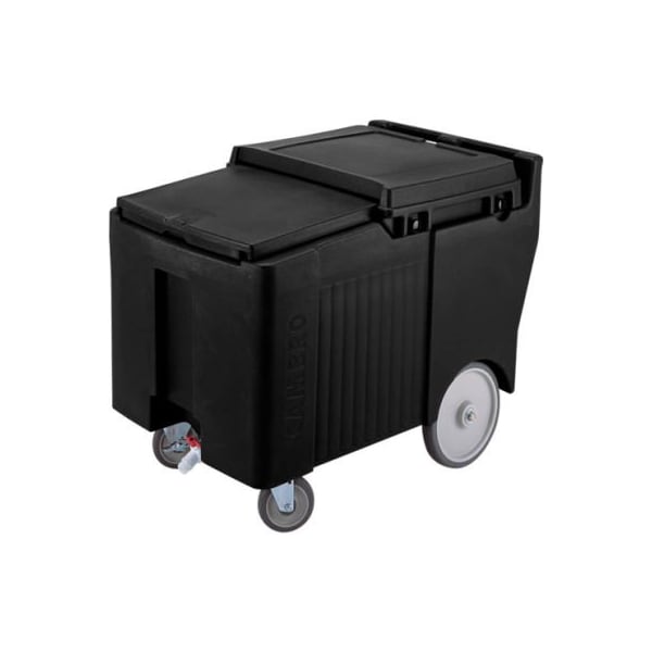 Cambro ICS175LB110 - Ice Caddy, Black, 125lbs. Cap, Short, 2 Swivel, 1 w/Brake, 2, 10" Easy Wheels